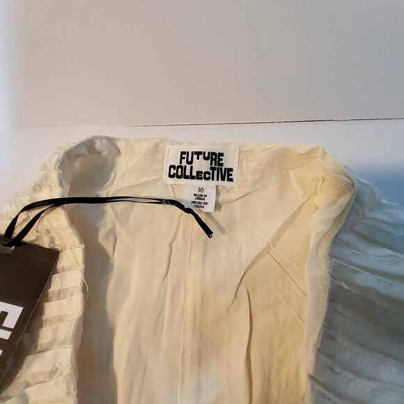 Future Collective Womens Cream Pleated Midi Skirt 10 Made from lightweight fabr - Picture 7 of 9